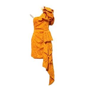 Atoir Guiding Light Dress One Shoulder Ruffle Drape Detail Orange Womens XS New
